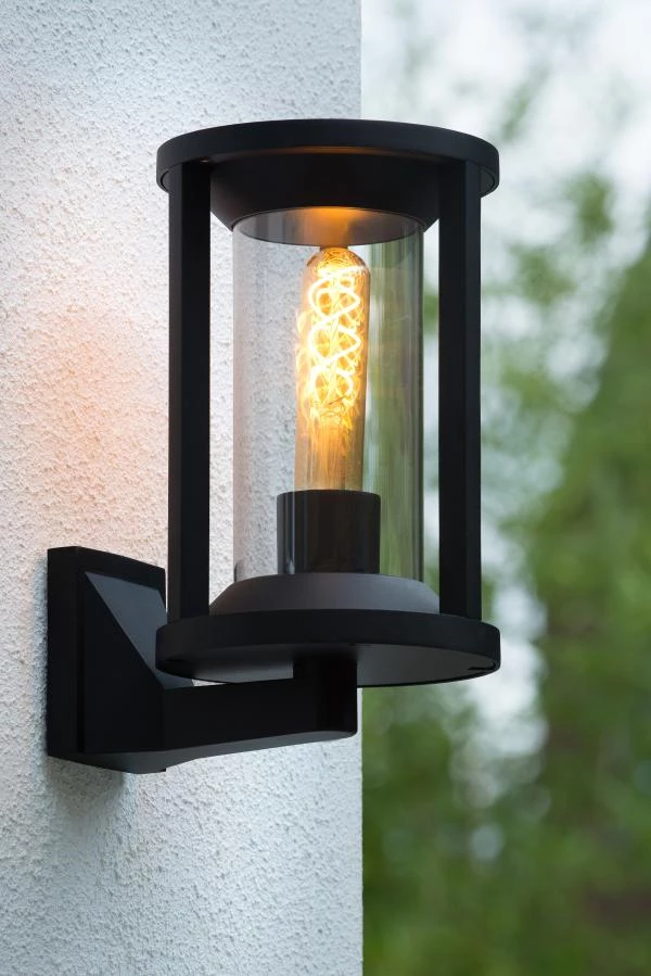 Lucide CADIX - Wall light Indoor/Outdoor - 1xE27 - IP65 - Black - ambiance 2